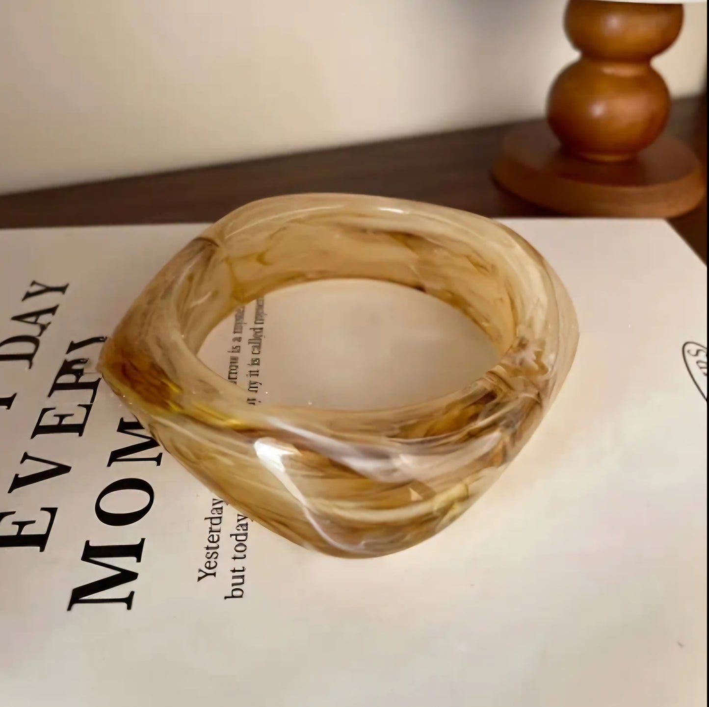 Beige acrylic chunky bangle