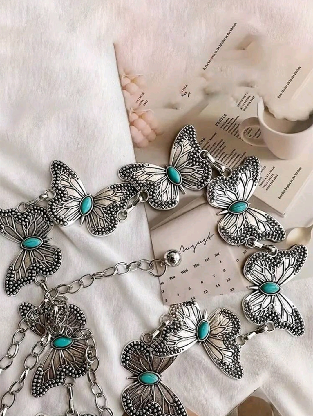 Silver butterfly waist chain