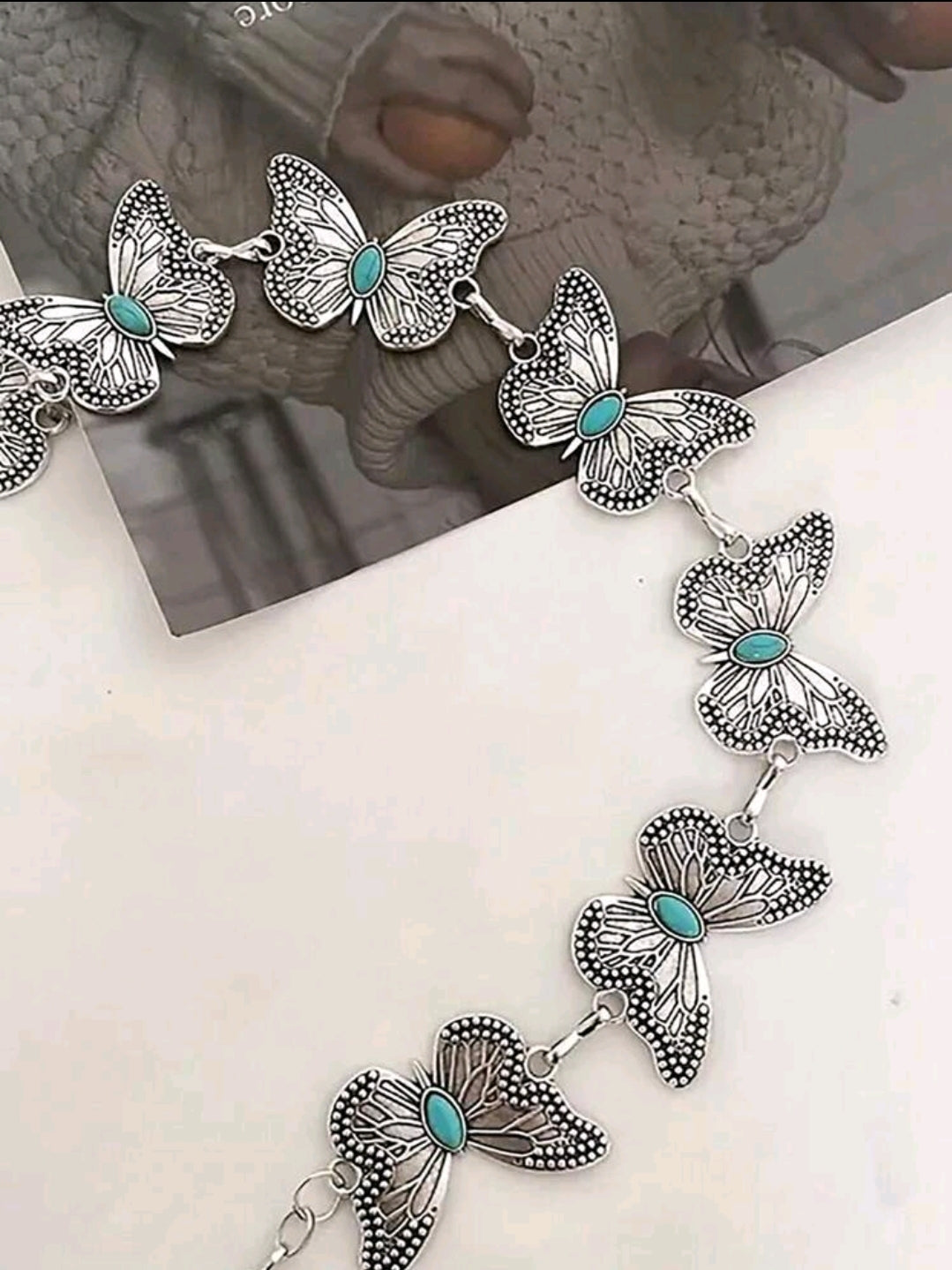 Silver butterfly waist chain