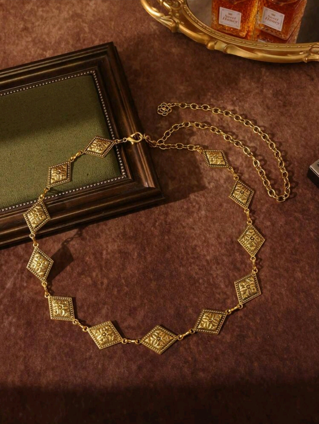 Golden diamond waist chain