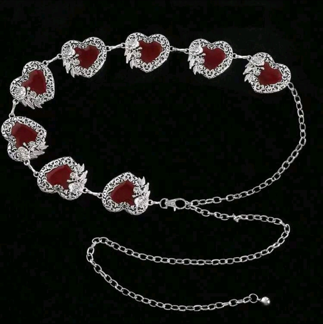 Heart detail waist chain in silver