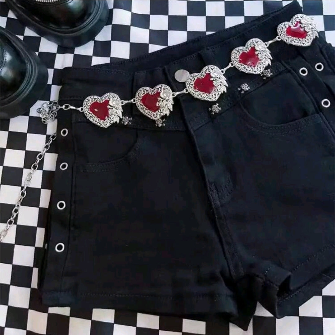 Heart detail waist chain in silver