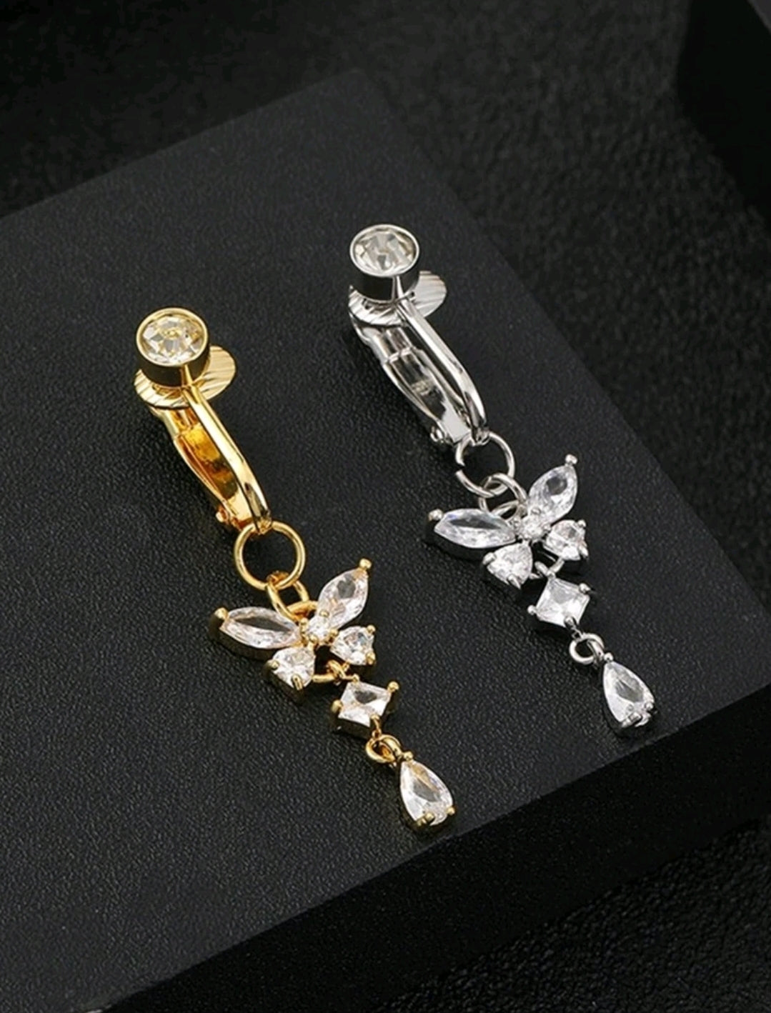 Butterfly fake belly ring