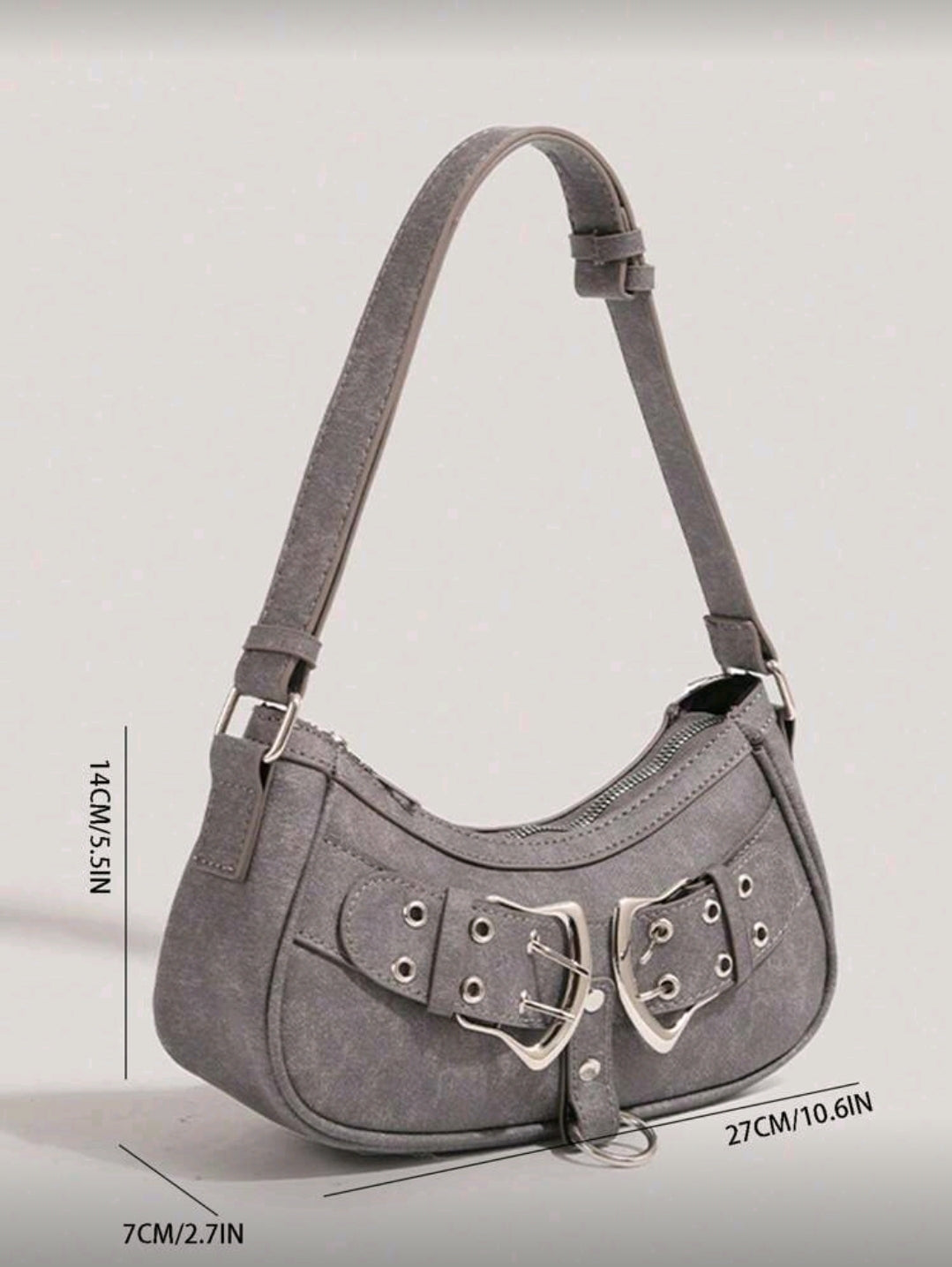 Grey buckle detail bag