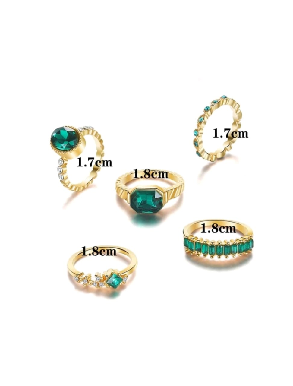 Green stone golden rings set