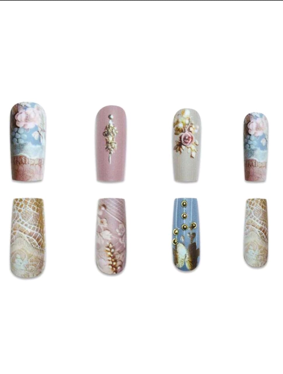 Vintage style printed press on nails