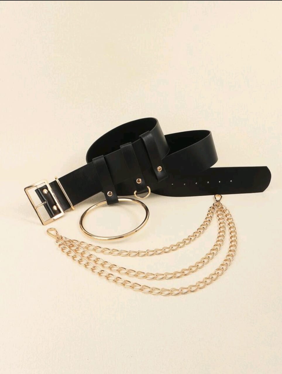 Layered golden chain black belt