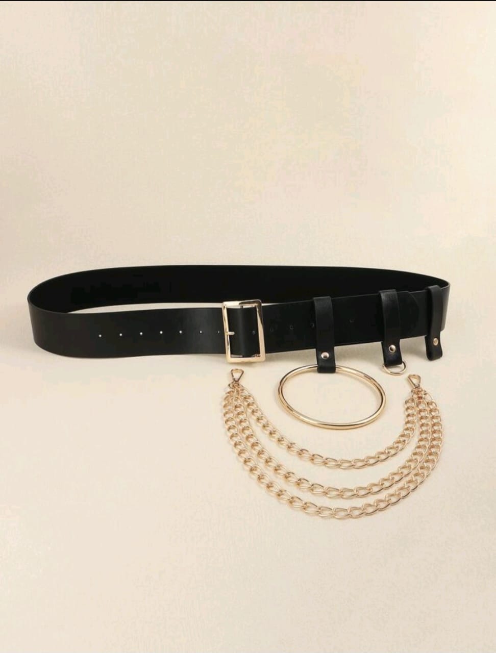 Layered golden chain black belt