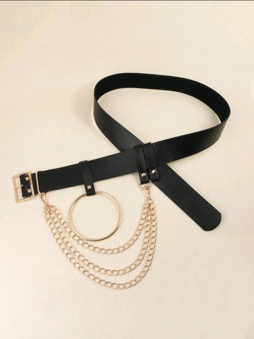 Layered golden chain black belt