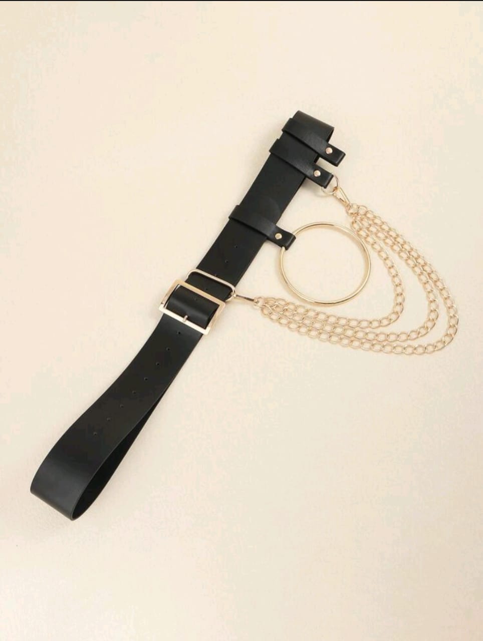 Layered golden chain black belt