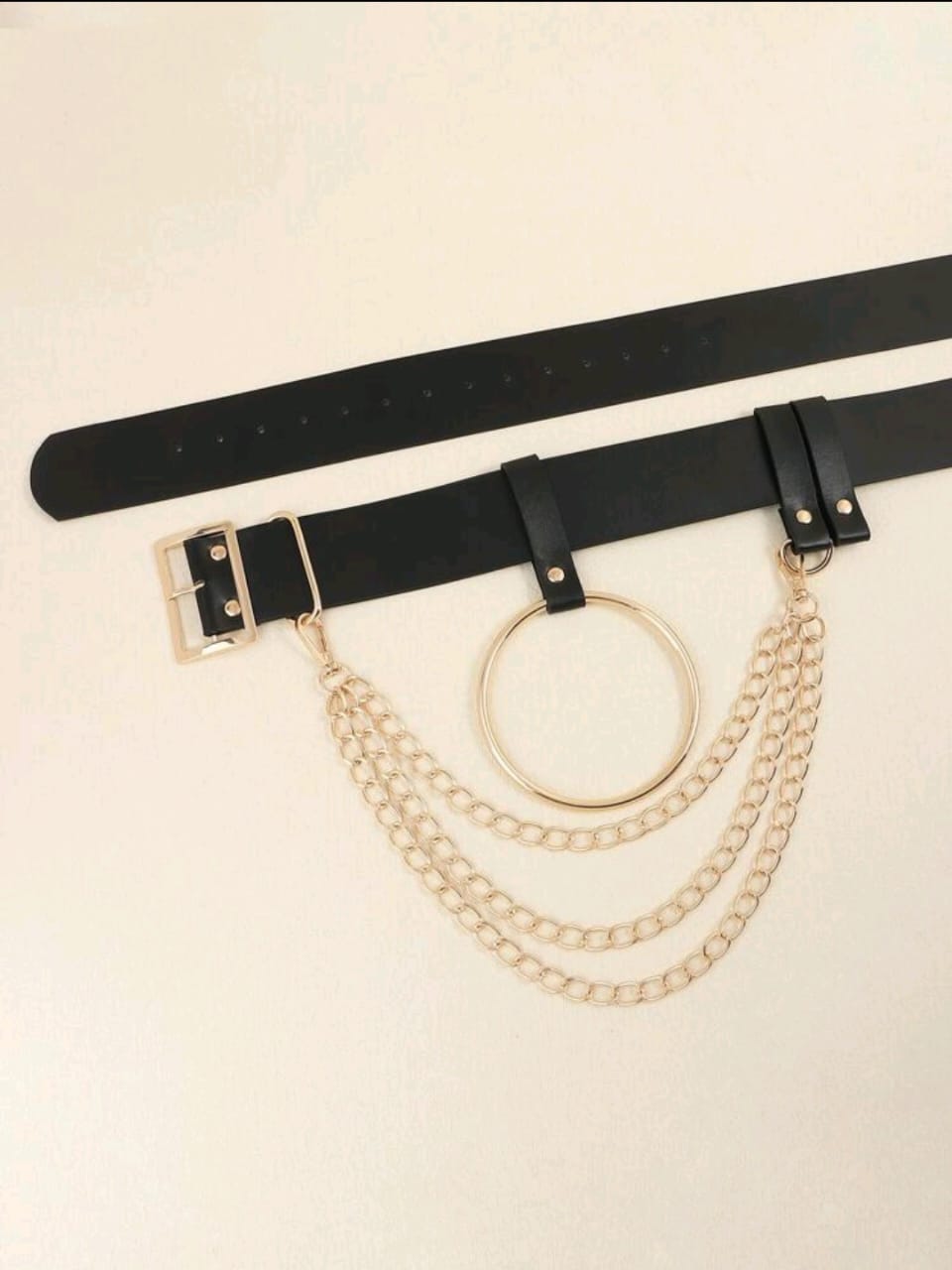 Layered golden chain black belt