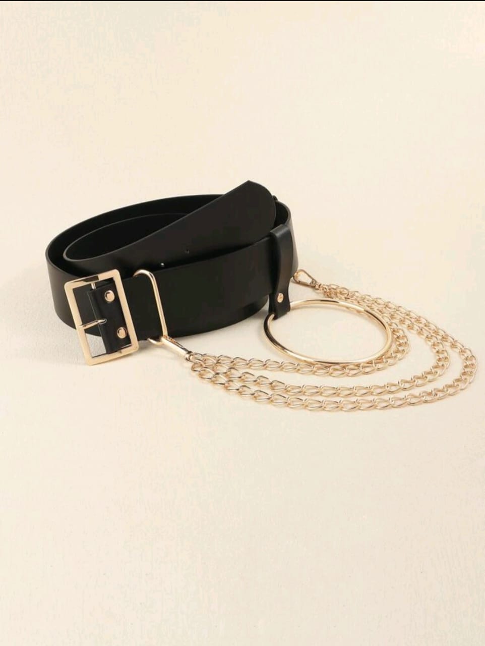 Layered golden chain black belt