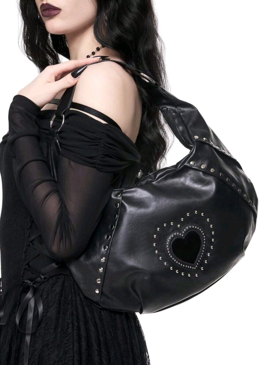 Heart detail black bag
