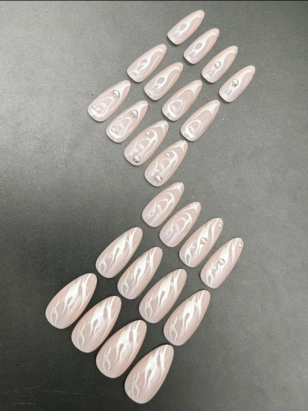 Flame detail silver nails