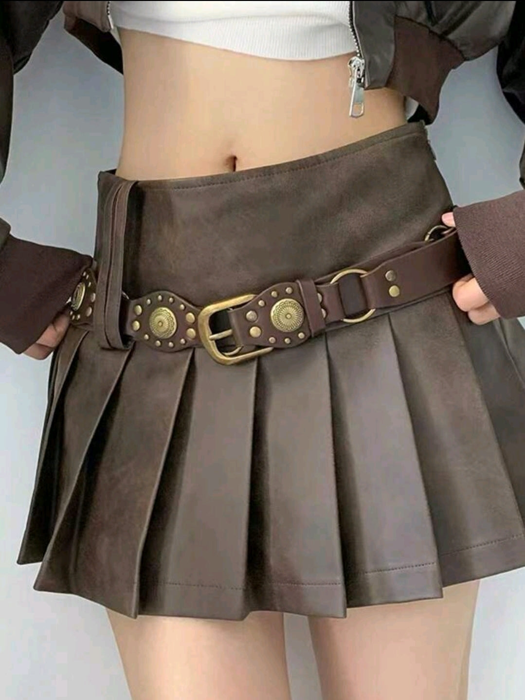 Brown metal detail belt