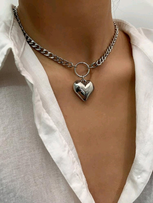 Heart silver necklace