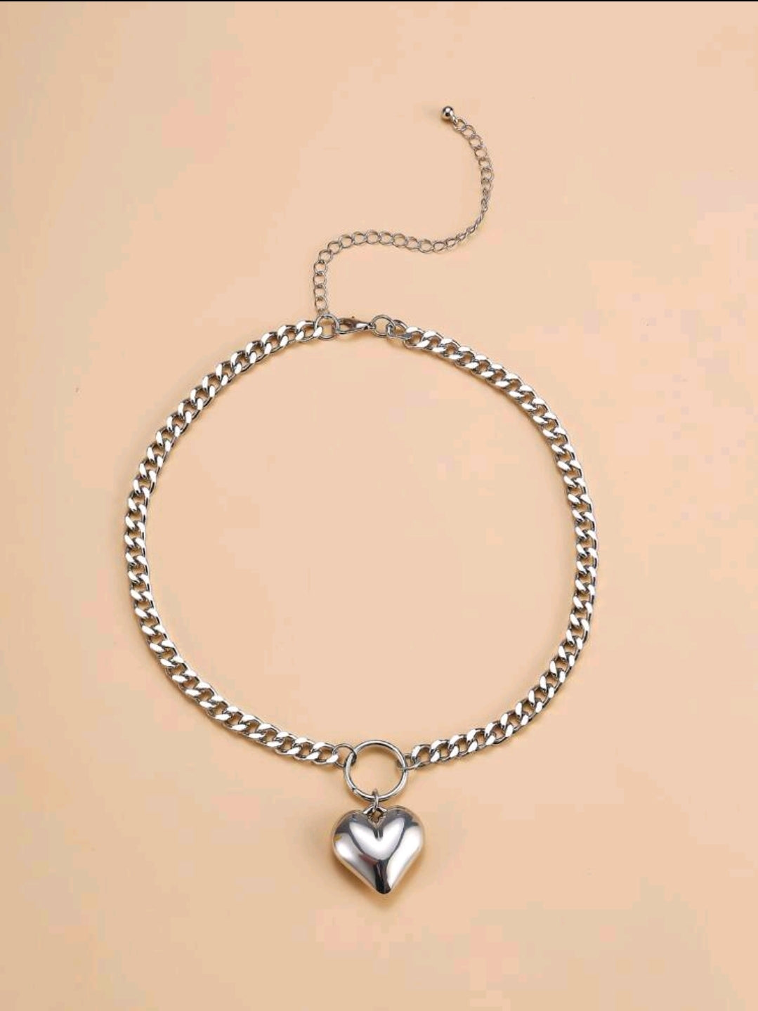 Heart silver necklace