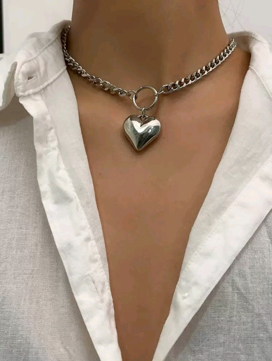 Heart silver necklace