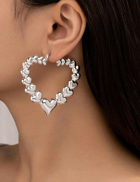 Heart sliver hoop earrings