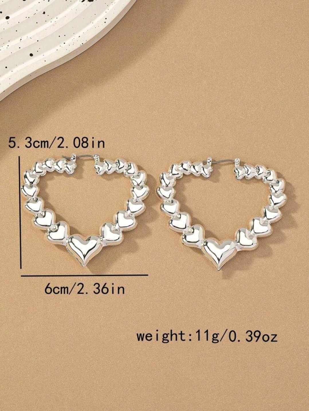 Heart sliver hoop earrings