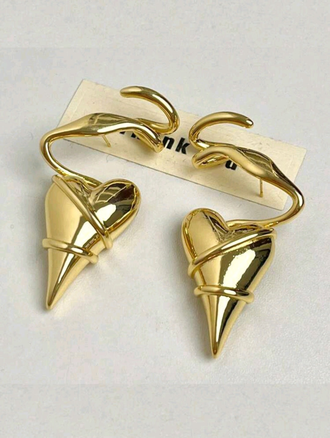 Golden heart wrap earrings