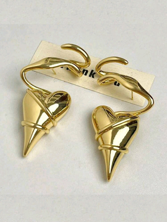 Golden heart wrap earrings
