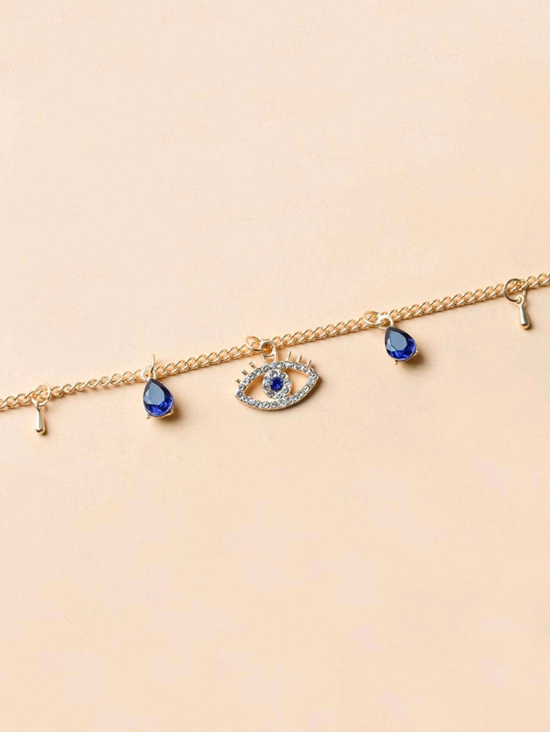 Blue stone evil eye choker necklace