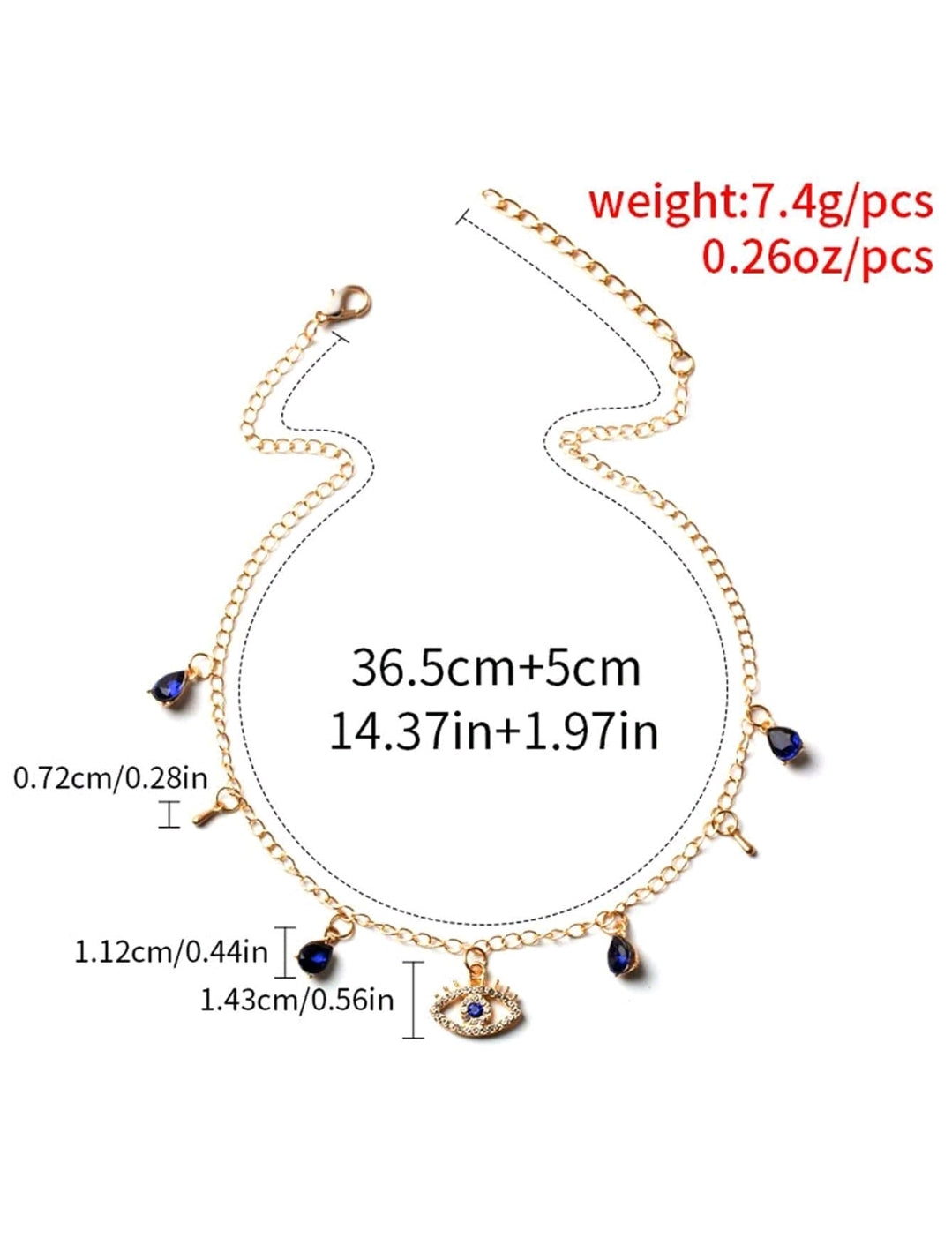 Blue stone evil eye choker necklace