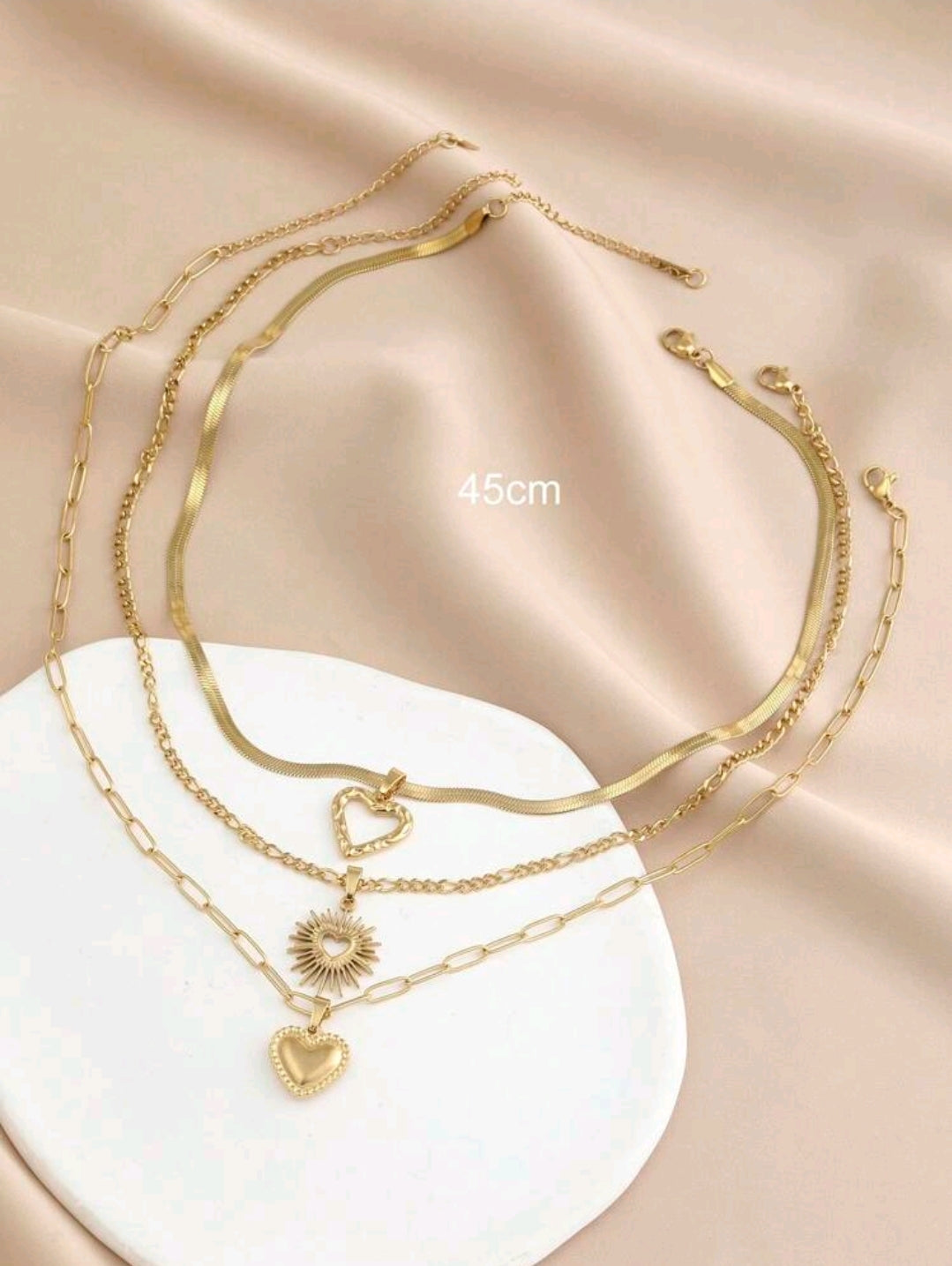 Layered heart golden necklace