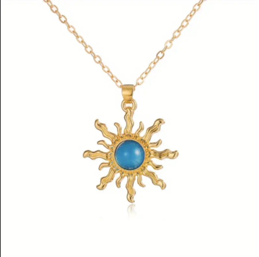 Blue sun necklace