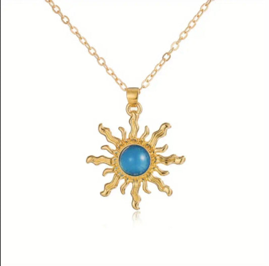 Blue sun necklace