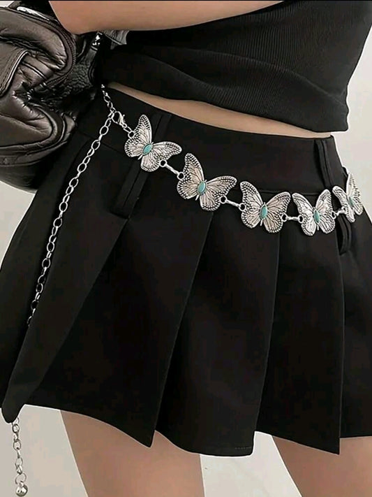 Silver butterfly waist chain