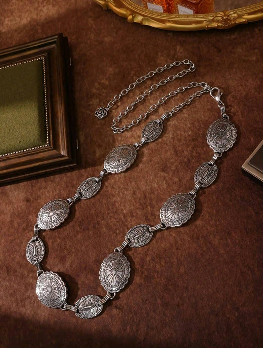 Silver oval waist chain