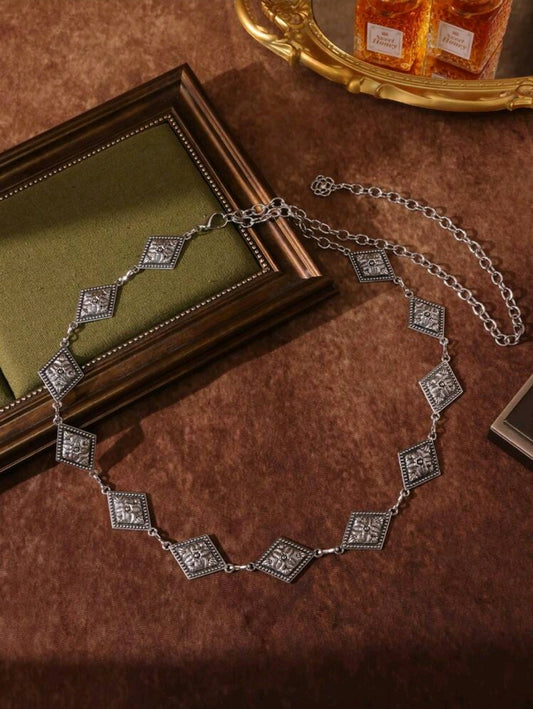 Silver diamond waist chain