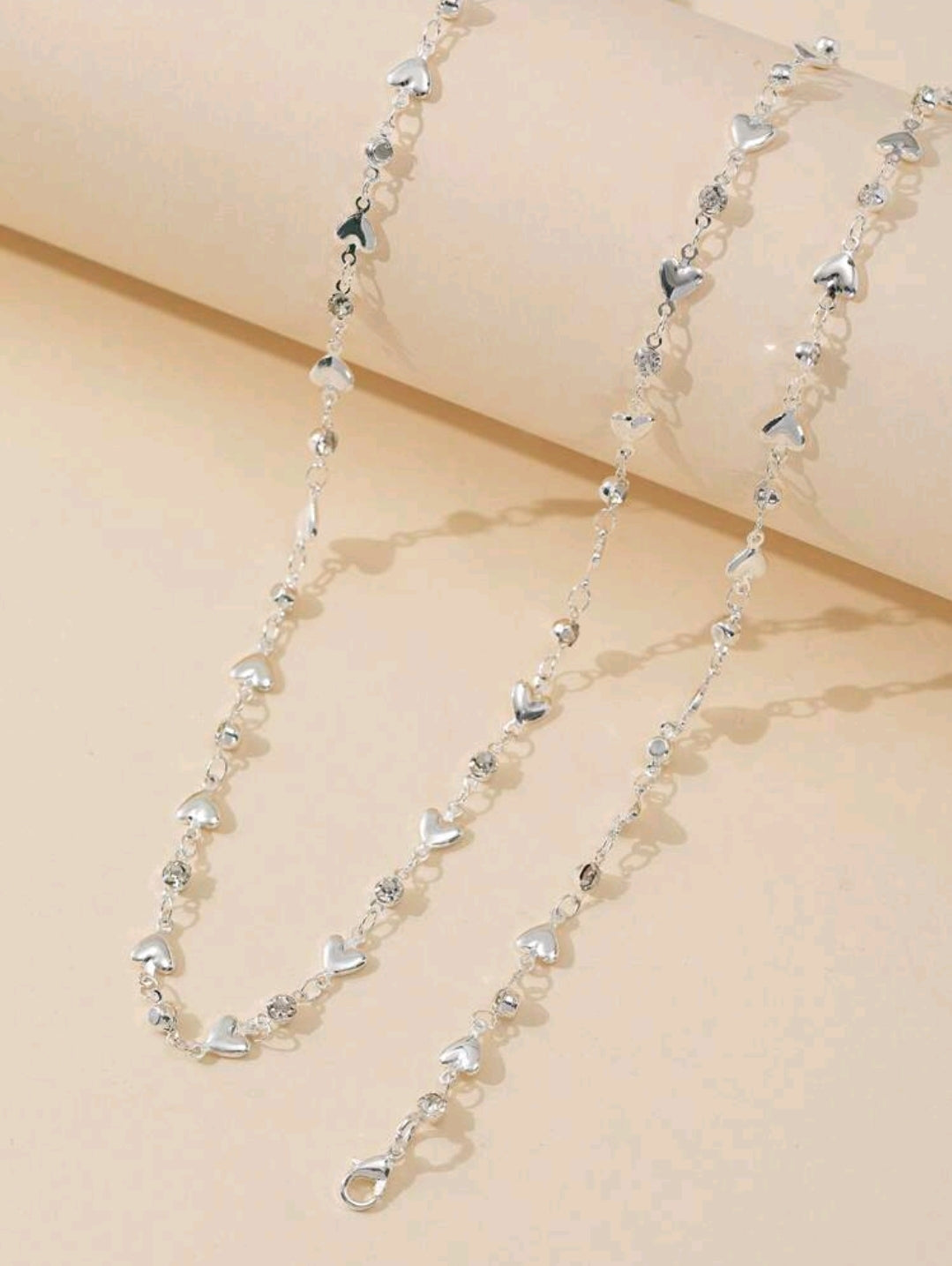 Silver long chain necklace