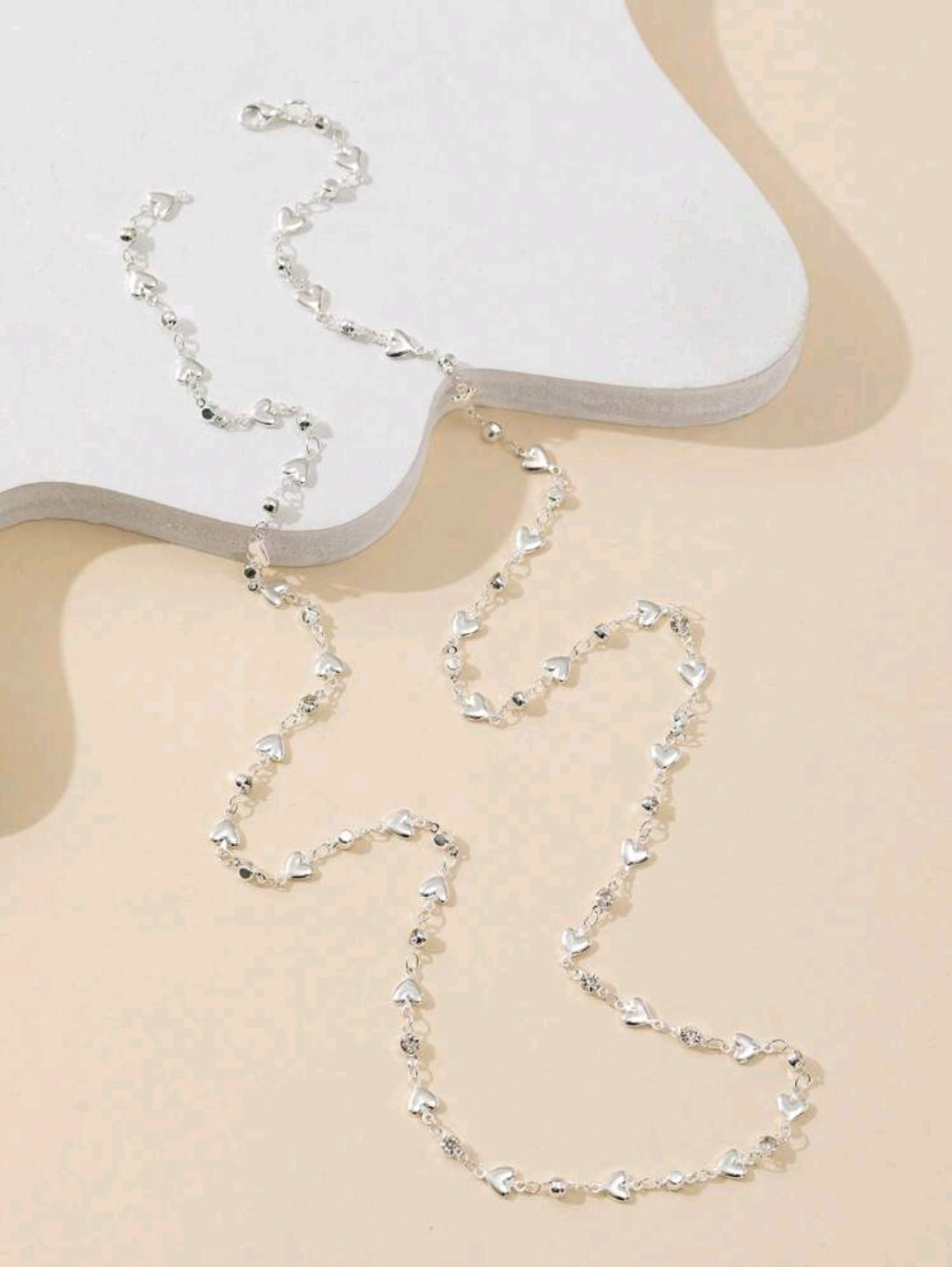 Silver long chain necklace