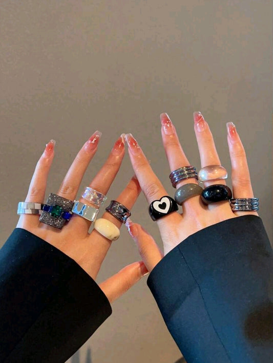 12pcs chunky ring set