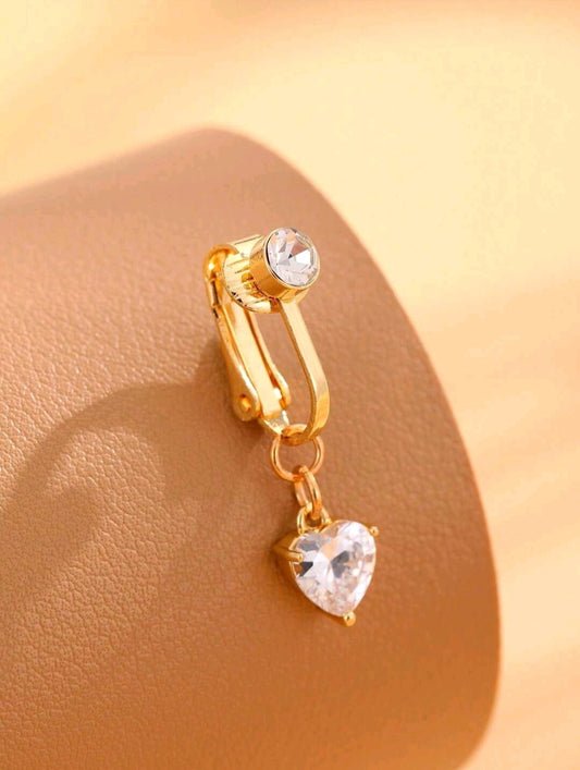 Heart stone golden fake belly ring