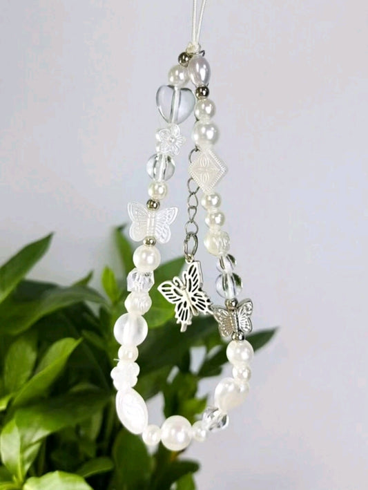 Silver butterfly phone charm
