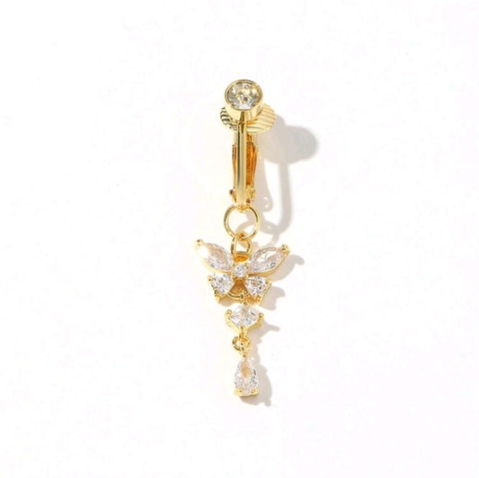 Butterfly fake belly ring