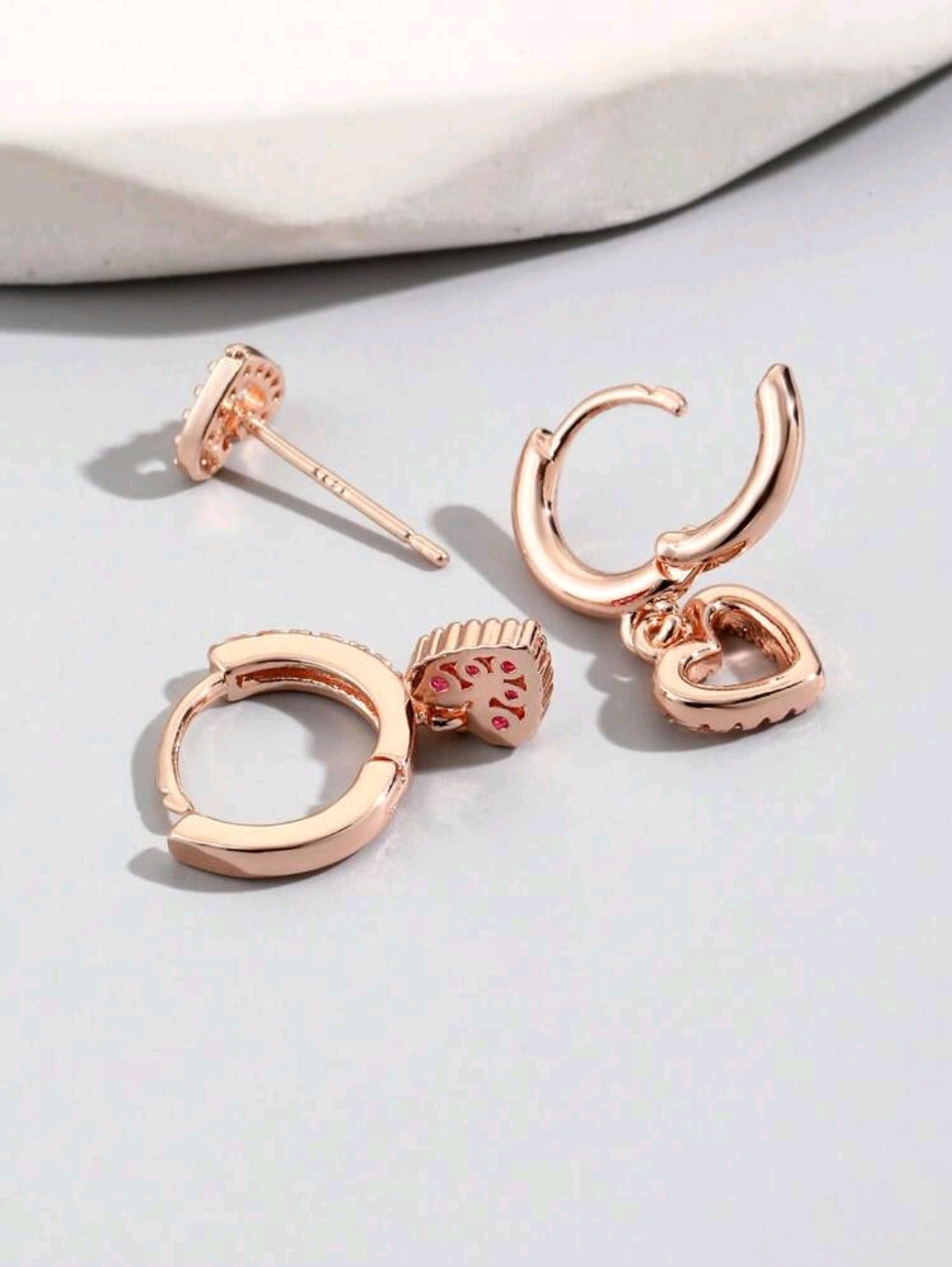Heart detail 3pcs earrings set
