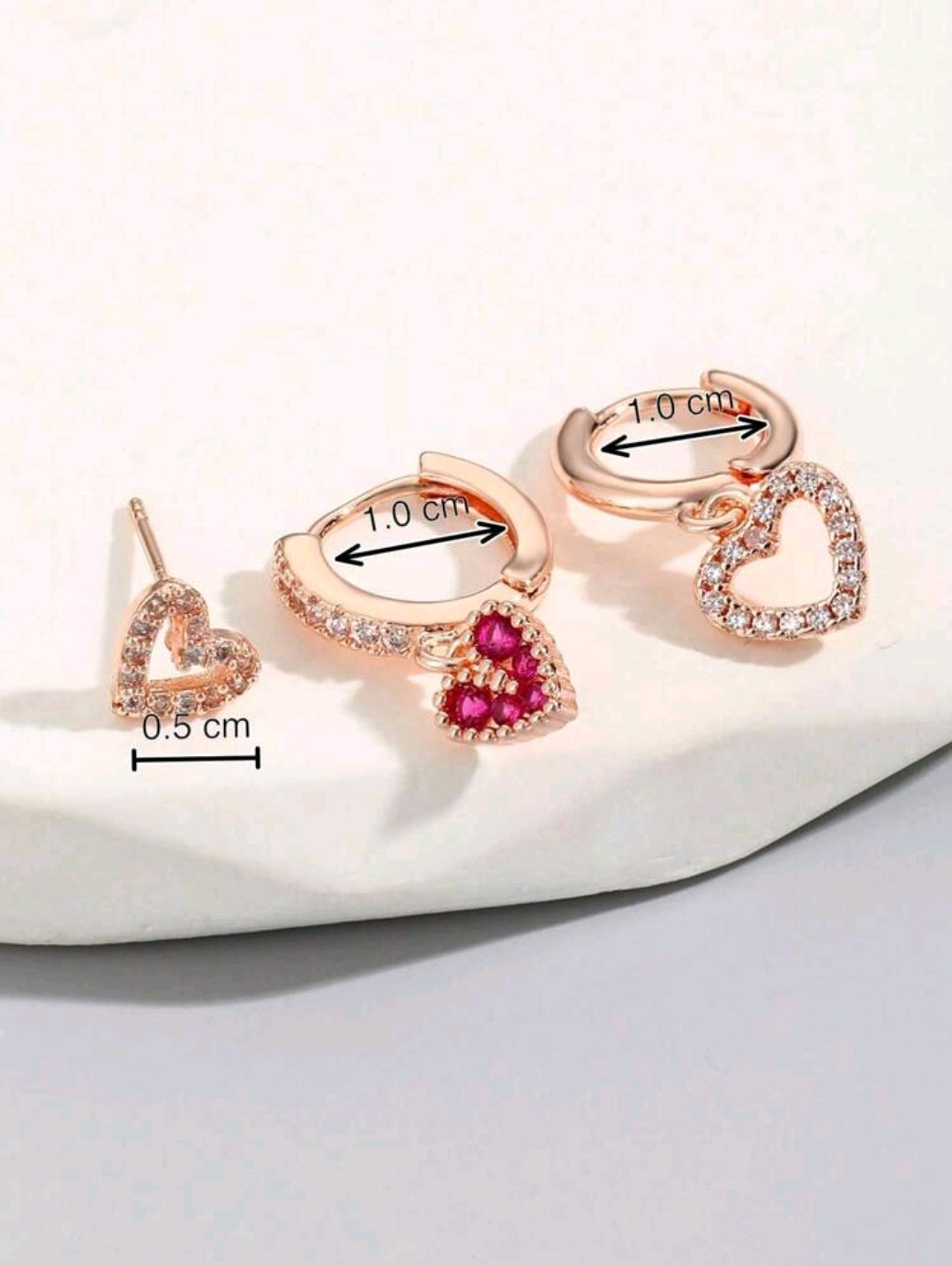 Heart detail 3pcs earrings set