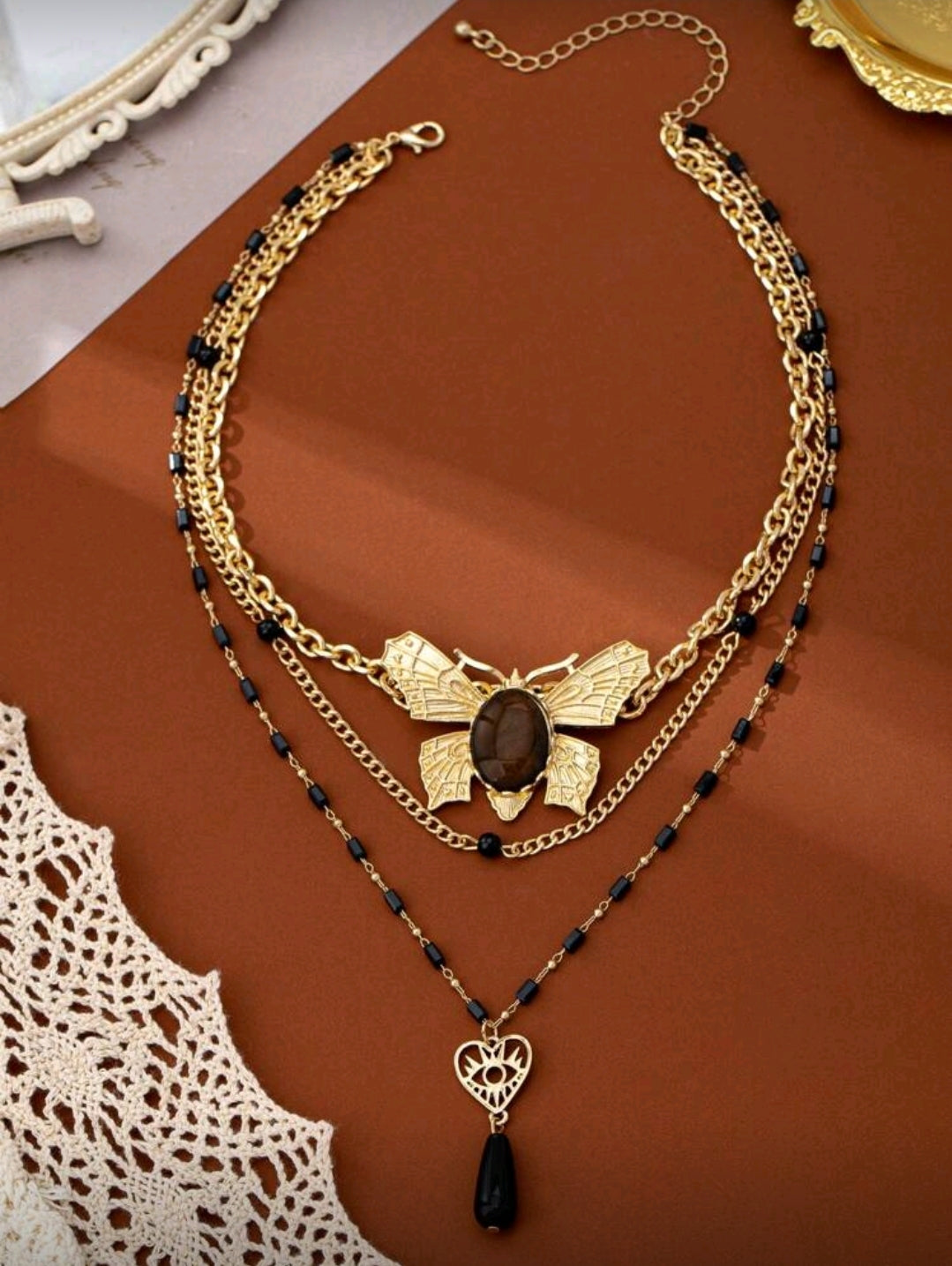 Golden and Black Butterfly necklace