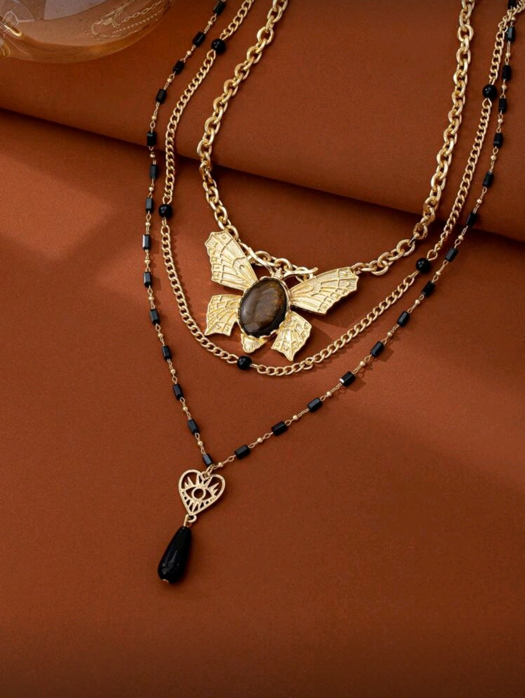 Golden and Black Butterfly necklace