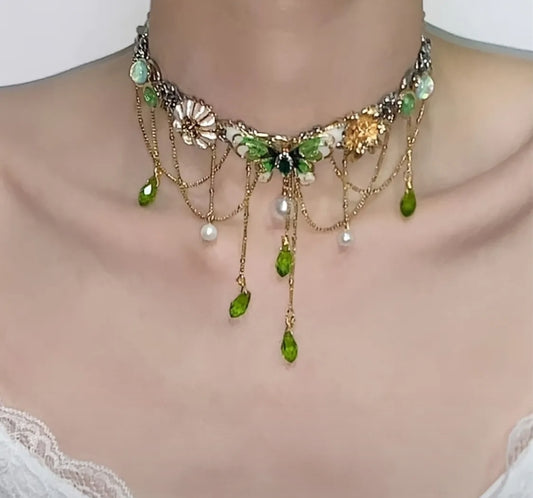 Green butterfly necklace