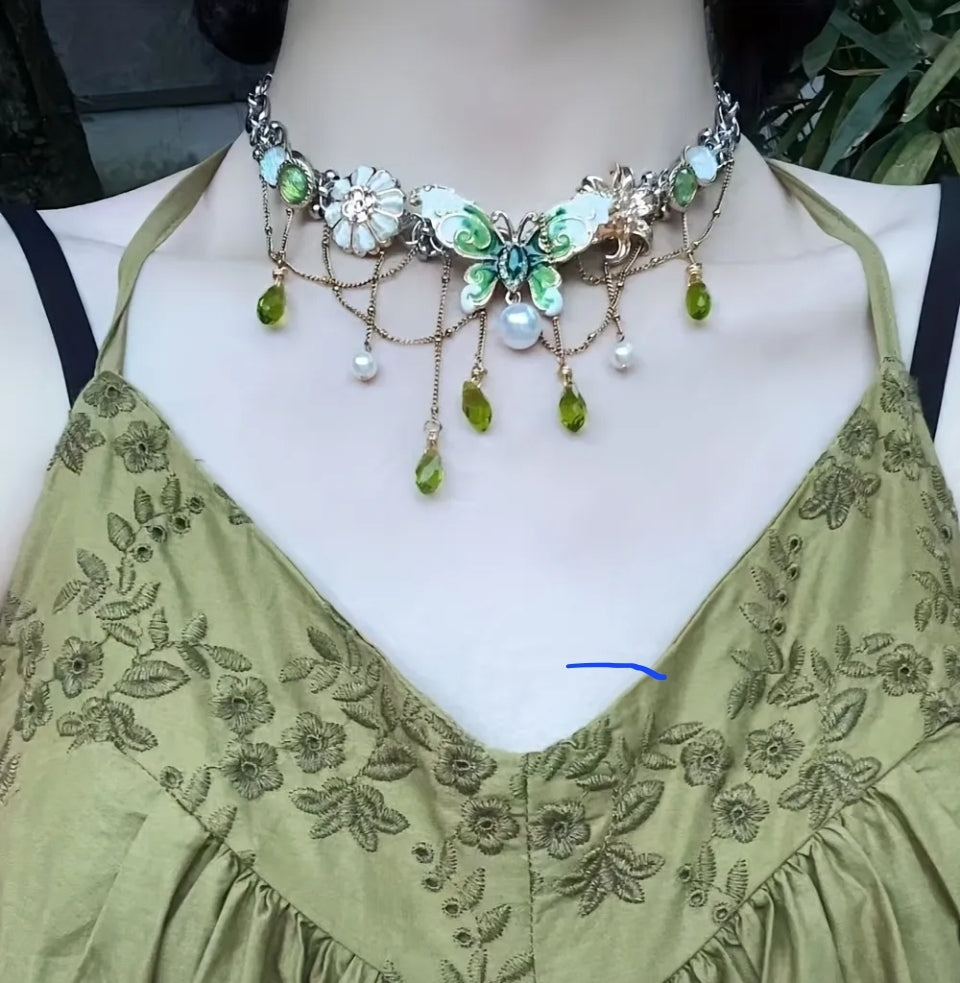 Green butterfly necklace