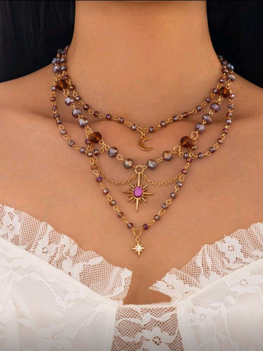 Beaded layered necklace