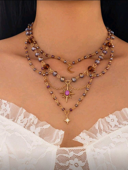 Beaded layered necklace