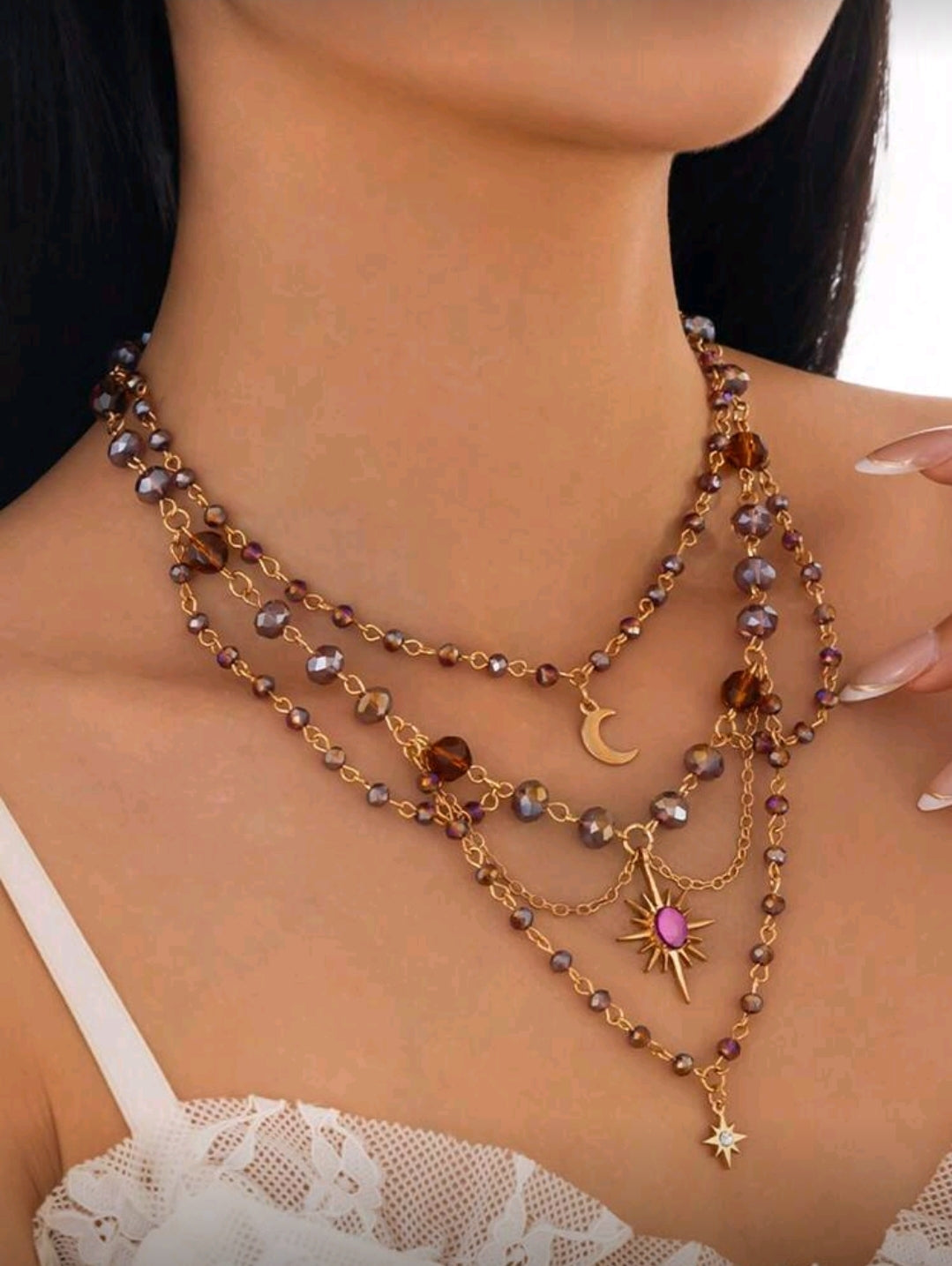 Beaded layered necklace