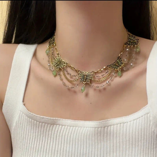 Green butterfly necklace